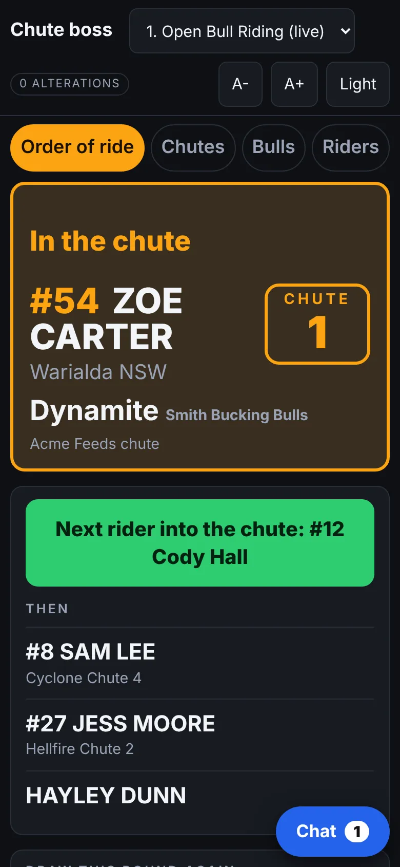 Chute boss on a phone
