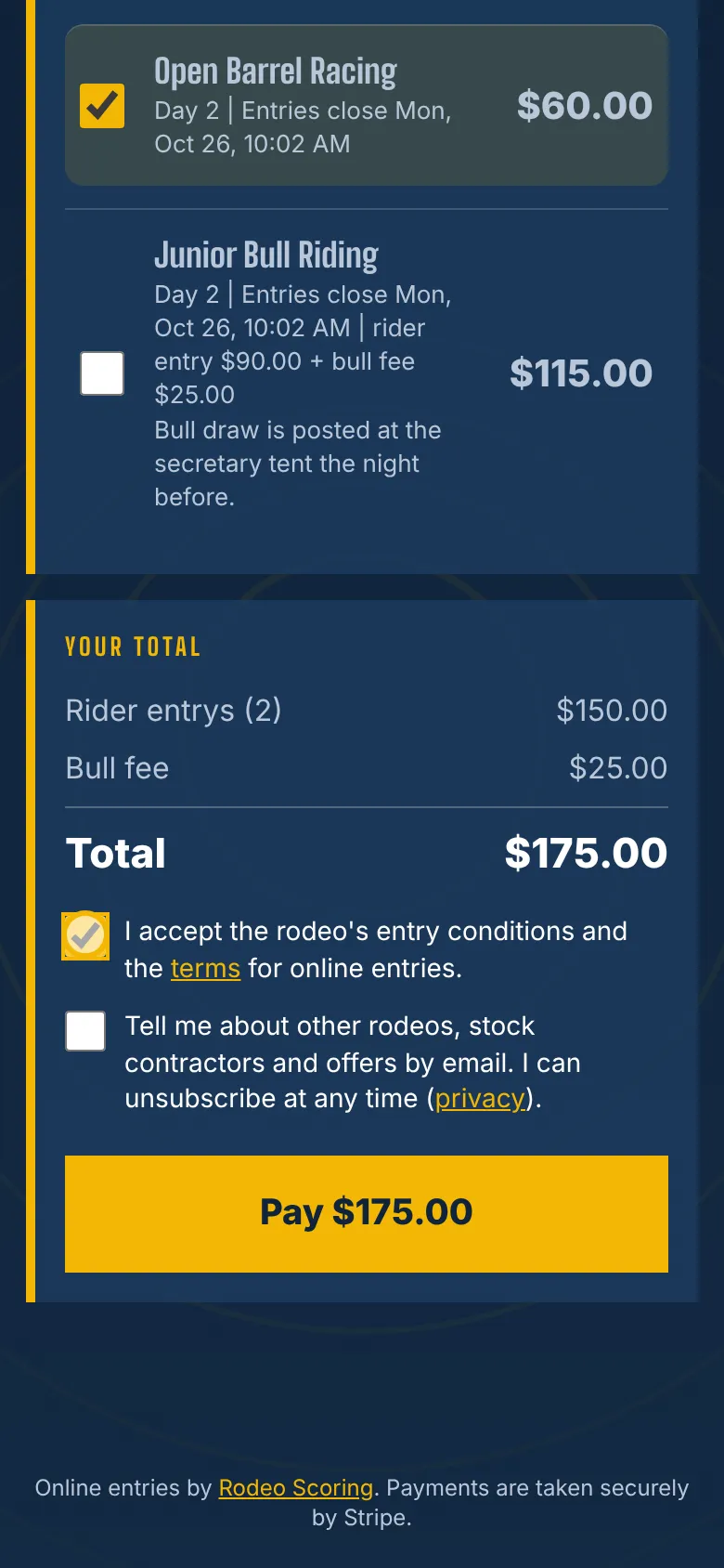 Entry form on a phone