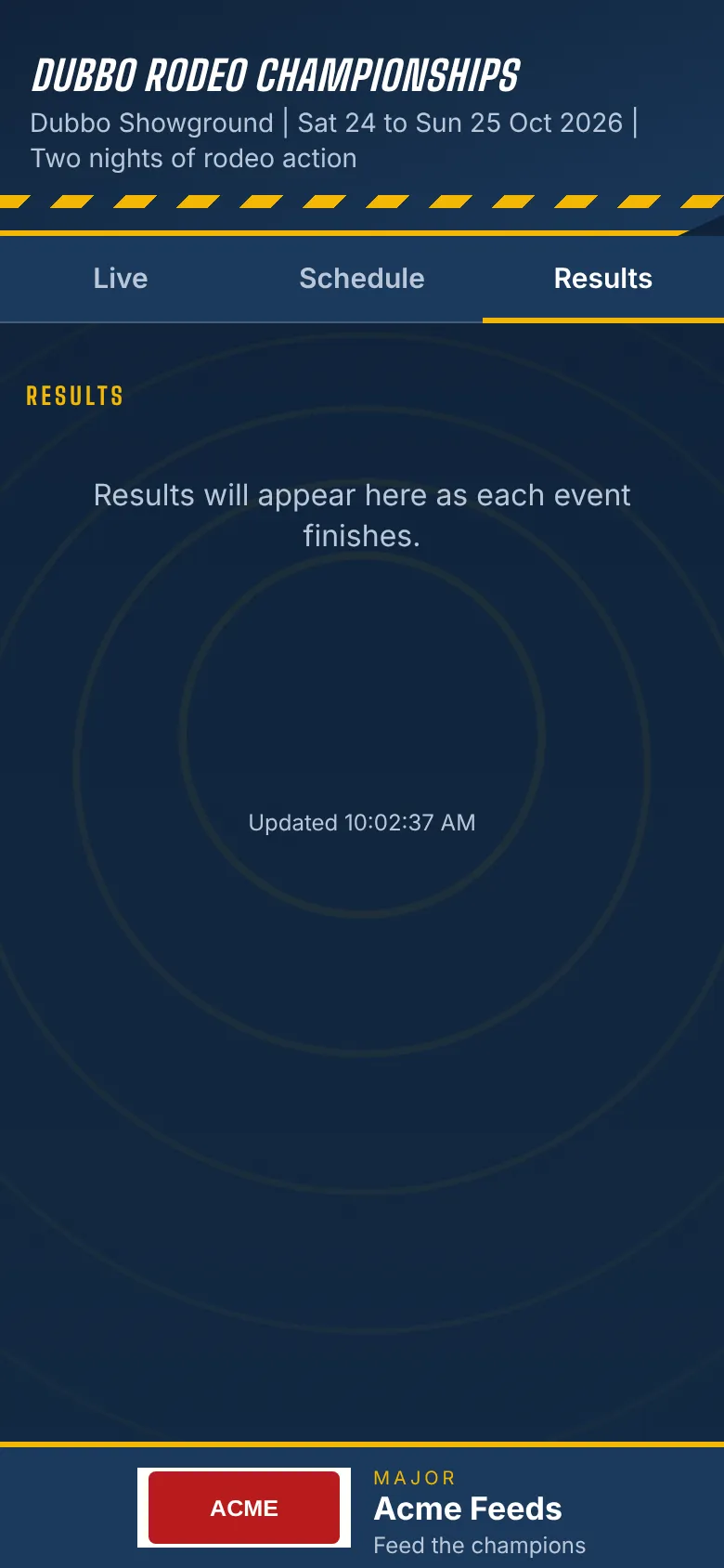Results page on a phone